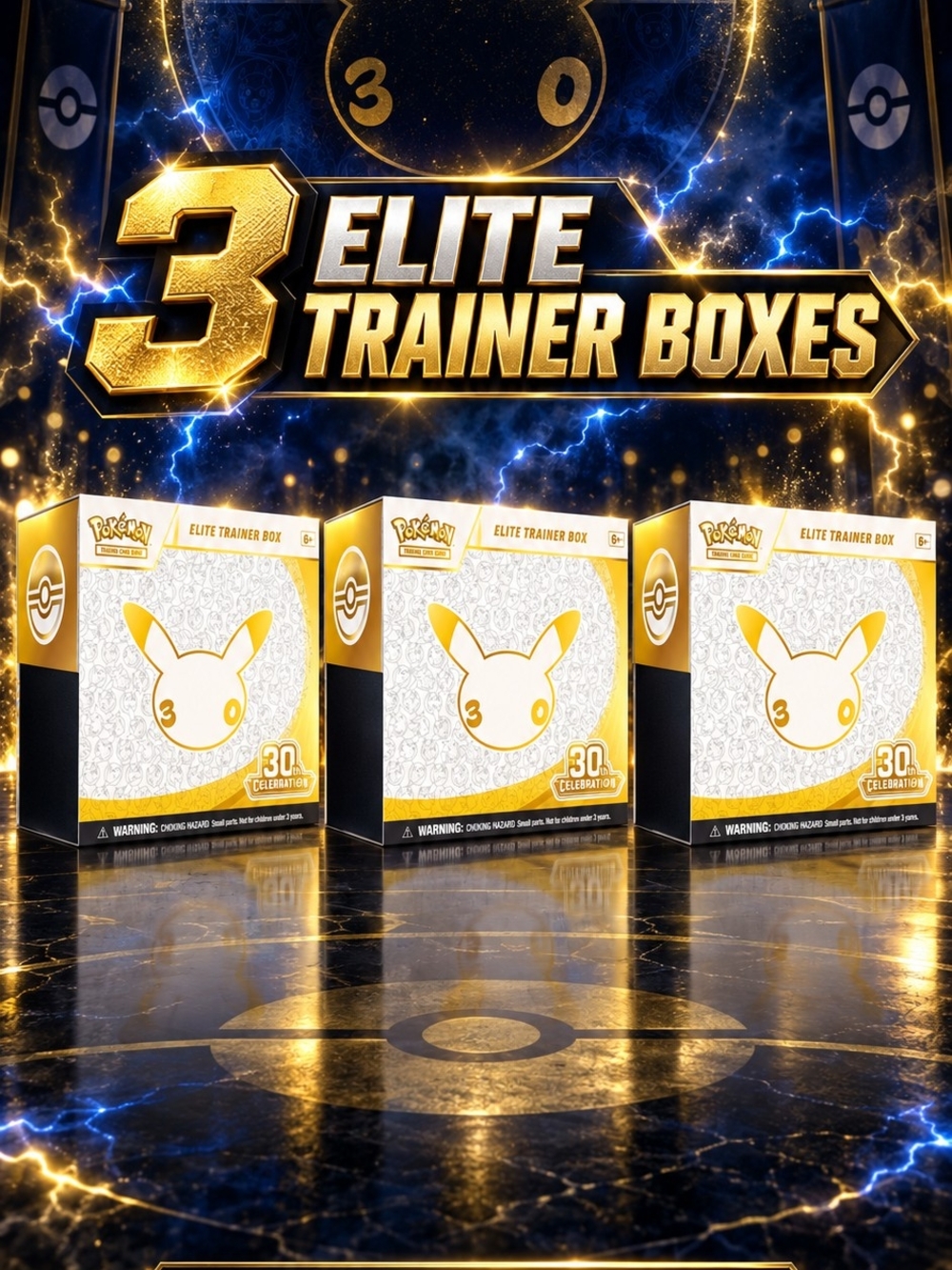Elite Trainer Box 30th Anniversary - Gold & White (3-Pack)